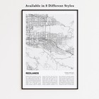 Redlands City Map Print, California Travel Poster, Modern Map, Wall Decor Art