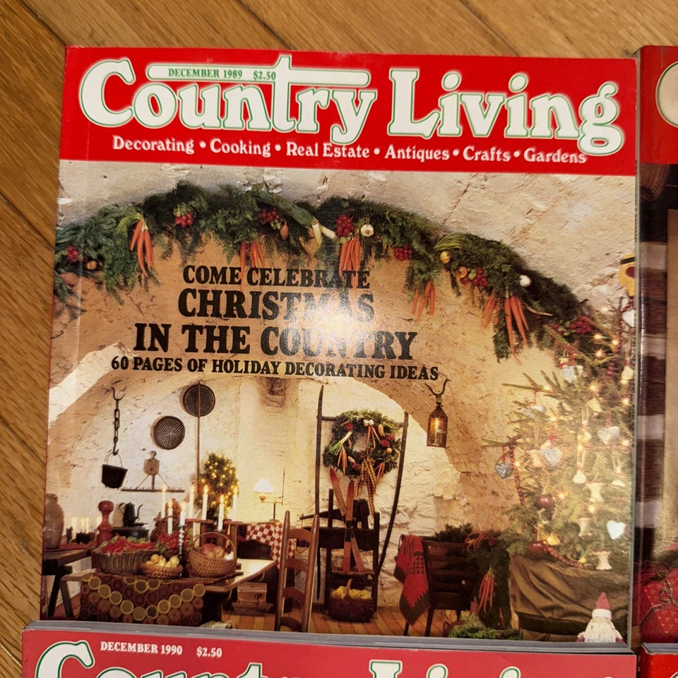 Lot 4 VTG Country Living Magazines Christmas Holiday December 88,89,90,91 Decor Foto 2 de 4