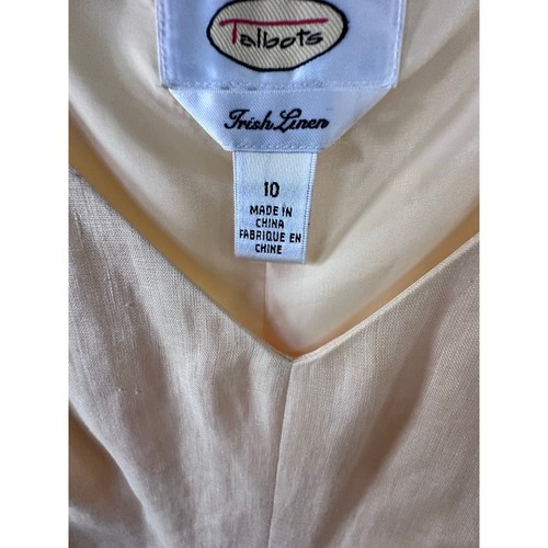 Vintage Talbots 100% Irish Linen Battenburg Lace Sleeveless Midi Dress Size 10 - Picture 9 of 9