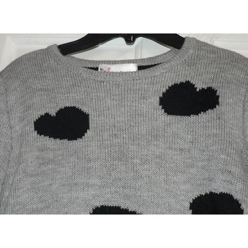 Suéter Algodón Emporium Niñas Manga Larga Cuello Redondo en Gris Negro Corazones XLarge - Imagen 2 de 5