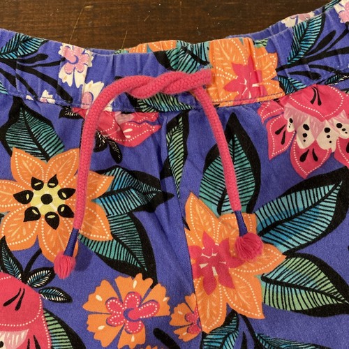 Gymboree Purple Tropical Girls Flower Pull On Sun Shorts Size 7 - Picture 2 of 4