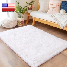 2X3 Small White Rugs for Bedroom, Soft Fluffy Shaggy Bedside Throw Rugs for Livi