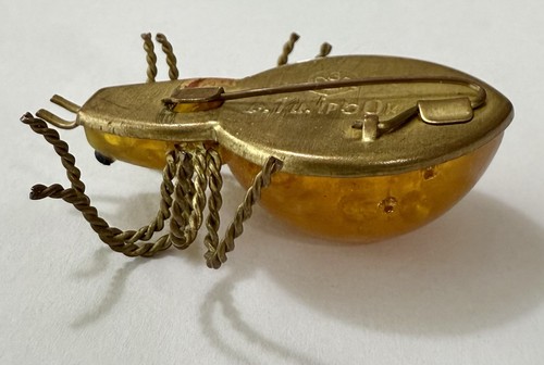 Vintage Russian Soviet Era Baltic Amber & Brass SPIDER Brooch Twisted Wire Legs - Picture 21 of 23