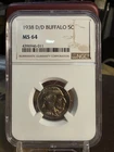 1938 D/D BUFFALO NICKEL NGC MS64