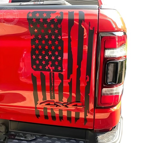 2 PCS Graphics American Flag Sticker Decal For Ford F-150 Dodge Ram GMC Sierra - Foto 1 di 9