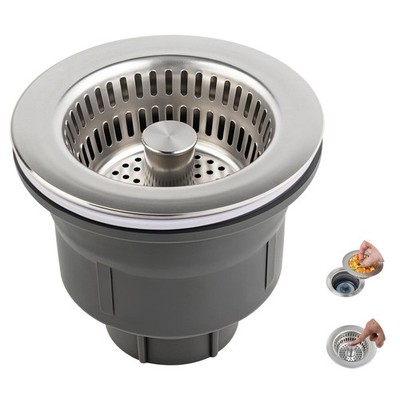 Hibbent Upgraded 3 in 1 Kitchen Sink Drain Strainer and Stopper Combo Assembly K