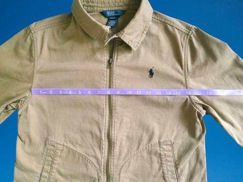 Vintage 90s POLO Ralph Lauren Tan Beige Zip-up Jacket Boys Youth Large 14-16 - Picture 10 of 13