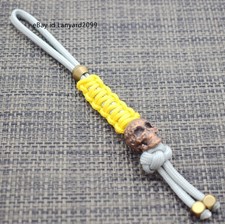 Handmade Paracord Knife Lanyard With Copper Skull Bead / Keychains Pendant
