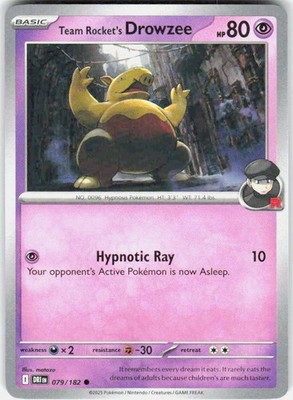 Team Rocket's Drowzee 079/182 Common Destined Rivals Pokemon Lightly Played