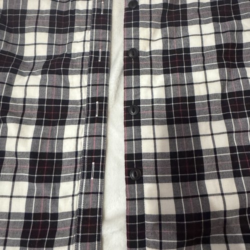 L.L Bean Sherpa Fleece gefüttert Flanell Knopf Hemd Damen L kariert Baumwolle Shacket - Bild 6 von 13