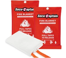 SecuCaptain Emergency Fire Blanket for Home and Kitchen - 2 Pack 40"x40" Flam...