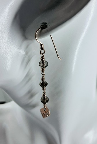 ORECCHINI IN ARGENTO 925 LAMINATO IN ORO ROSA CON QUARZO FUME E ZIRCONIA CUBICA - Imagen 3 de 7