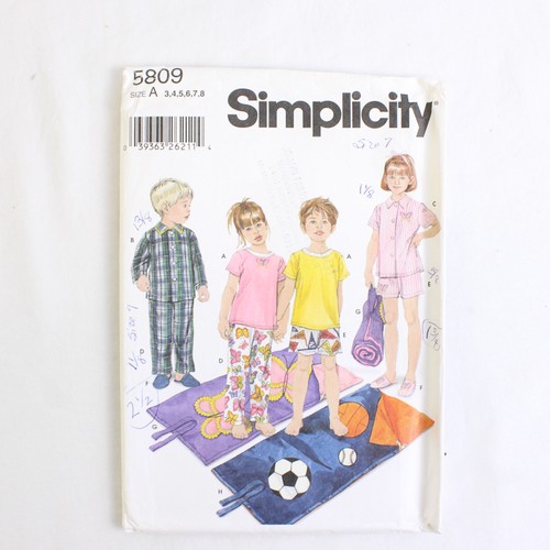 Simplicity 5809 Child's Pajama Patterns Unisex Size A (3, 4, 5, 6, 7, 8) 2002 - Picture 1 of 5