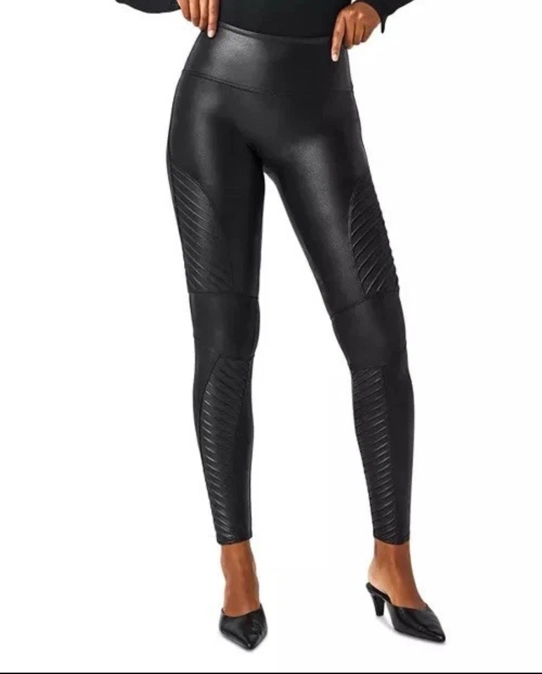 Leggings SPANX Imitación Cuero Moto Negro Cuero Contorneado Leggings Talla S Foto 2 de 4