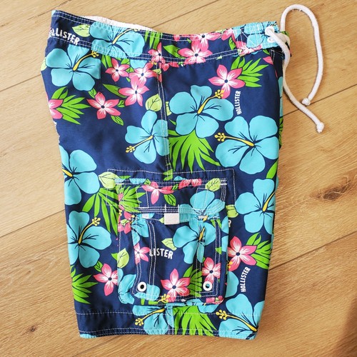 Hollister Mens Blue Hibiscus Hawaiian Board Surf Swim Shorts Size M Trunks Cargo - Picture 14 of 19