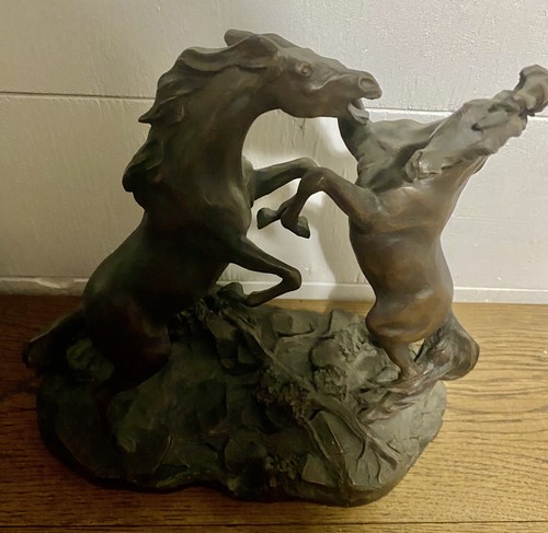 Vintage Limited Edition Lanford Monroe Skulptur "Challenging Stallions" 1983  - Bild 8 von 12