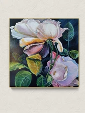 Large Floral Wall Art 35.5"x35.5" Hand Painted Rose Canvas Painting