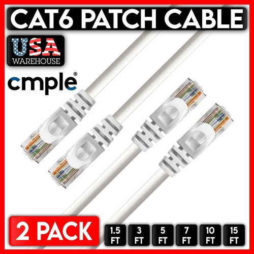 Cable Cat6 blanco de 2 piezas cable de conexión Ethernet Cat 6 cable de Internet de 10 Gbps cable UTP