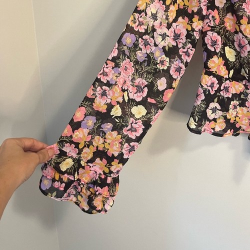 Free People Maybel Floral Ruffle Crop Top Women's Size Small Feminine Romantic - Picture 6 of 11