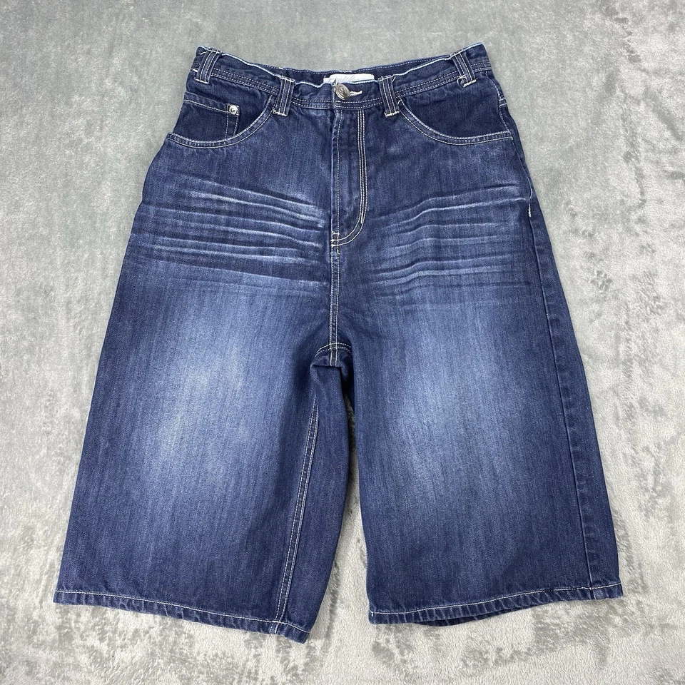 Pantalones Cortos De Colección Miskeen Originales Para Mujer Talla 20 Azul Denim Jean Pantalones Cortos Patinador Y2K Foto 3 de 4