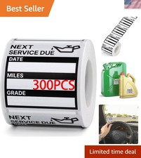300 Pc Oil Change Stickers Next Service Due Reminder Sticker Roll Window 2" X 2"