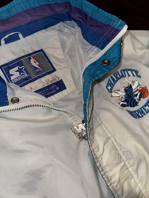 Vintage Starter Charlotte Hornets NBA Jacket White Teal Purple