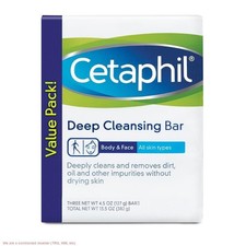 3 PACK Cetaphil Deep Cleansing Bar Soap - 3pk - 4.5oz each