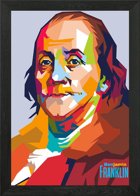 Benjamin Franklin Pop Art gerahmtes Wandbild Poster Leinwanddruck Bild