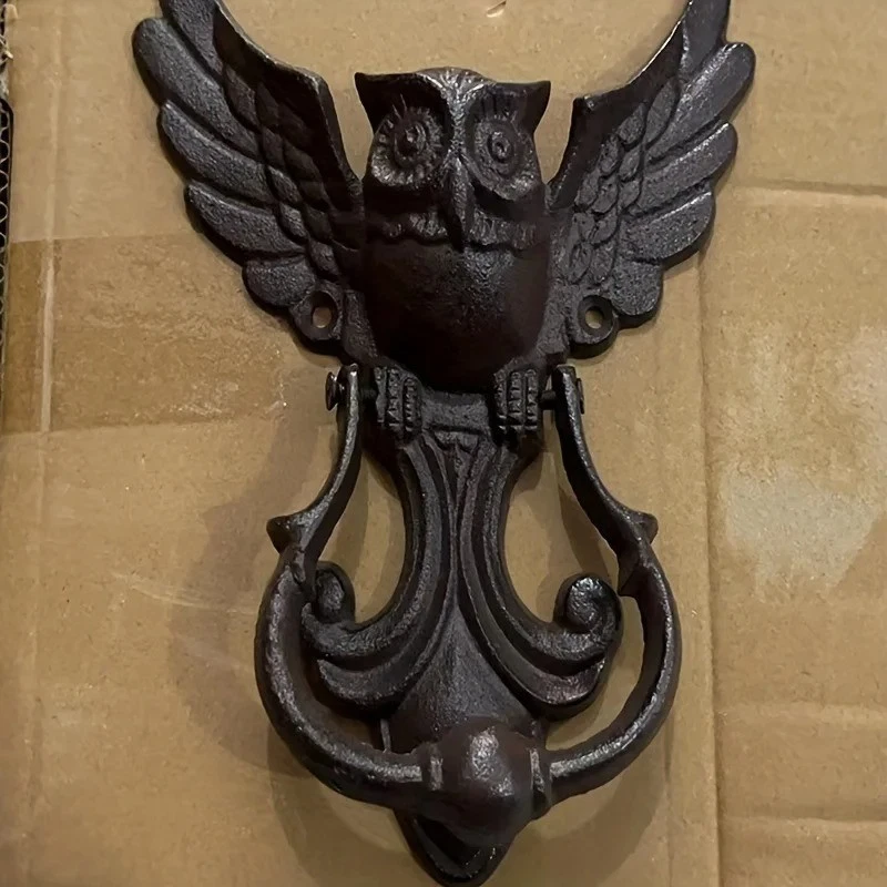 Vintage Door Knocker Cast Iron OWL Decorative Doorknocker Wrought Iron Door Hand - image 3 of 4