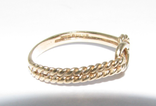 Damas Mujeres 9ct 9 quilates Oro Amarillo Doble Nudo Anillo Reino Unido Talla O 1/2 - Imagen 6 de 10