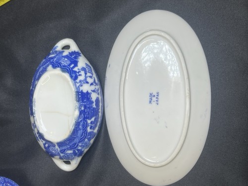 VTG Child's Blue Willow Underplate /Platter & Lidded Tureen Vegetable Dish Japan - Picture 22 of 24