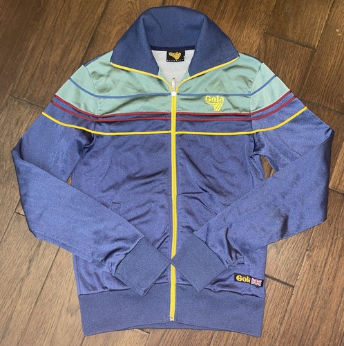 Giacca da pista vintage Gola blu media atletica tennis zip righe - Foto 7 di 12