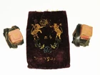 Antique 1935 European Tefillin Set Ashkenazi Ari Script Embroidered Bag Judaica