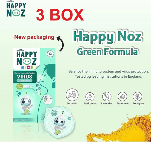 3x Adesivo Happy Noz Protezione Virus Olio di Cipolla Biologico Sollievo Menta Naso Ripieno - Foto 4 di 6