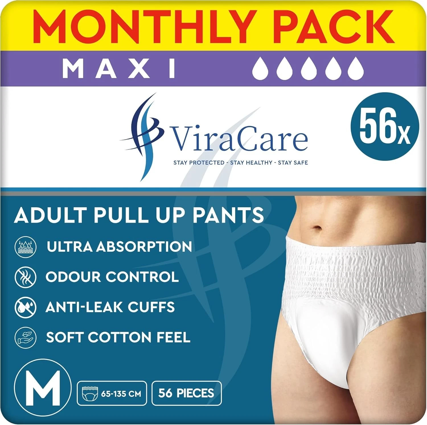 56 x Incontinence Pants Women & Men Maxi | Adult Diapers Medium | Pull Up Pants