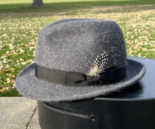 Optimo Chicago Trilby Gray & Black Long Fur Beaver Hat Cap Fedora W/Box 58 7 1/4