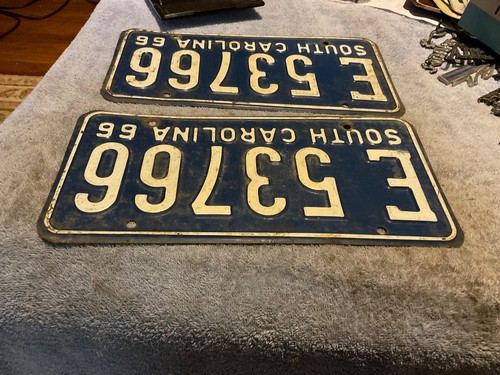 1966 South Carolina License Plate Matching Pair E 53766 - Picture 7 of 7