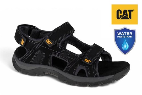 Sandalias deslizantes de trekking al aire libre de cuero negras Caterpillar Giles para hombre - Imagen 1 de 8