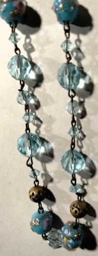 Vintage venezianische ausgefallene blaue Hochzeitstorte und blaue Kristallglasperlen Halskette - Bild 7 von 10