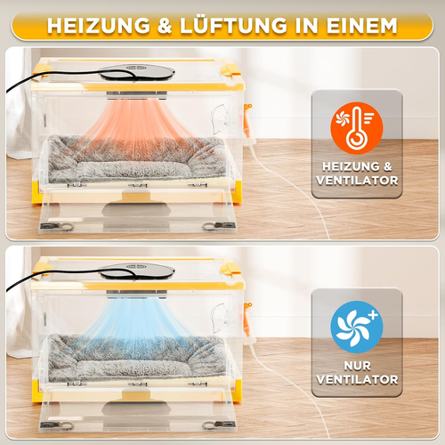 Incubatrice per Cuccioli E Gattini Da 55L, Con Controllo Del Riscaldamento E Del - Foto 2 di 7