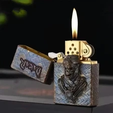 ZORRO 902 Vintage Brass Skull Edition Kerosene Lighter Flint Wheel Collection