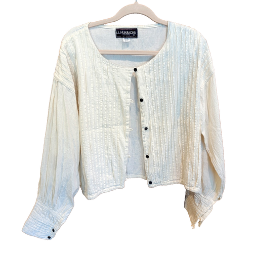 Blusa Poet's XL Marfil Pin Tucks Manga Globo Puño Ancho El Huarache Importaciones - Imagen 7 de 10