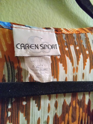 Womans 3X Caren Sport Multicolor Chevron Blouse Sheer Zigzag Lght Summer Relaxed - Picture 2 of 4