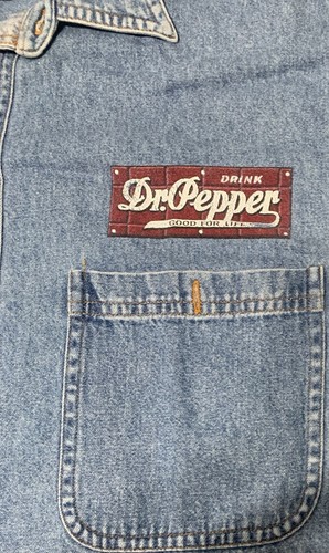 Gear Sports Men’s Denim Button Up Shirt XL Dr Pepper Print Both Sides C1 - Picture 3 of 5