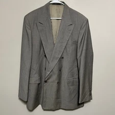 Haggar Clothing Co. Mens Blazer 44L Gray Pure Wool Sports Coat Peak Jacket USA