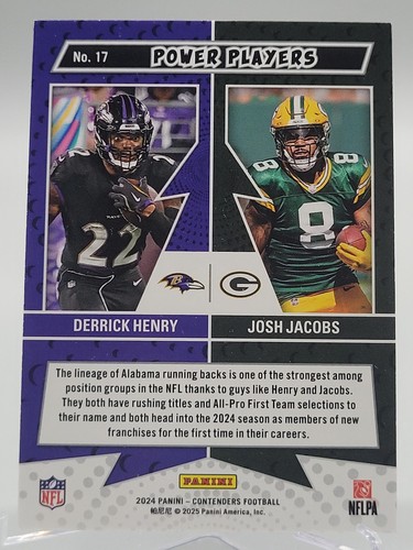 2024 CONTENDERS DERRICK HENRY JOSH POWER PLAYERS SILVER CARD RAVENS PACKERS - Foto 2 di 2