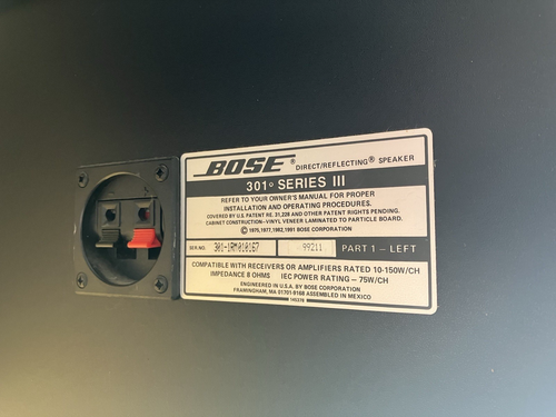 BOSE 301 Series III 3 Direct Reflecting Home Speaker Single Works great black - Picture 4 of 7