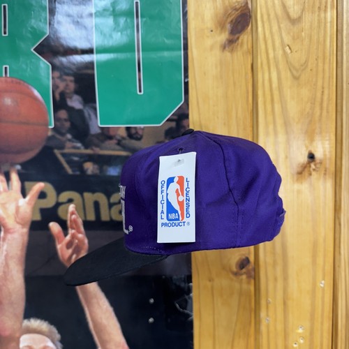 Vintage Utah Jazz Hat Cap Snap Back Purple Black NBA Basketball Mens 90s - Picture 2 of 6