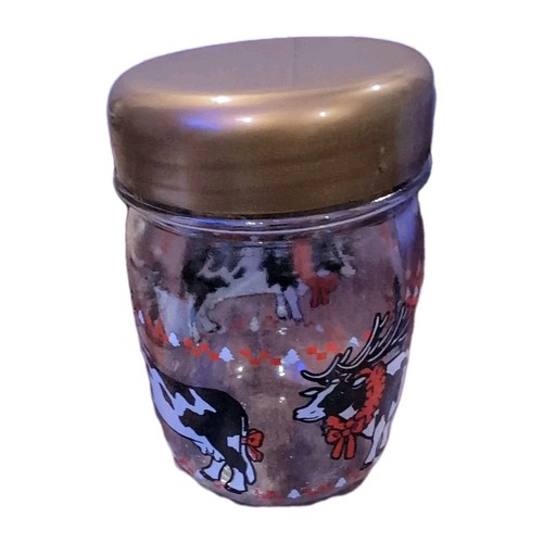 Vintage 1L/34oz Cow Aners Wreath Glass Jar Canister Screw Lid Christmas France - Picture 2 of 4