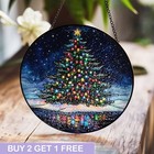 Colorful Christmas Tree Stained Glass Suncatcher – Festive Holiday Window Decor